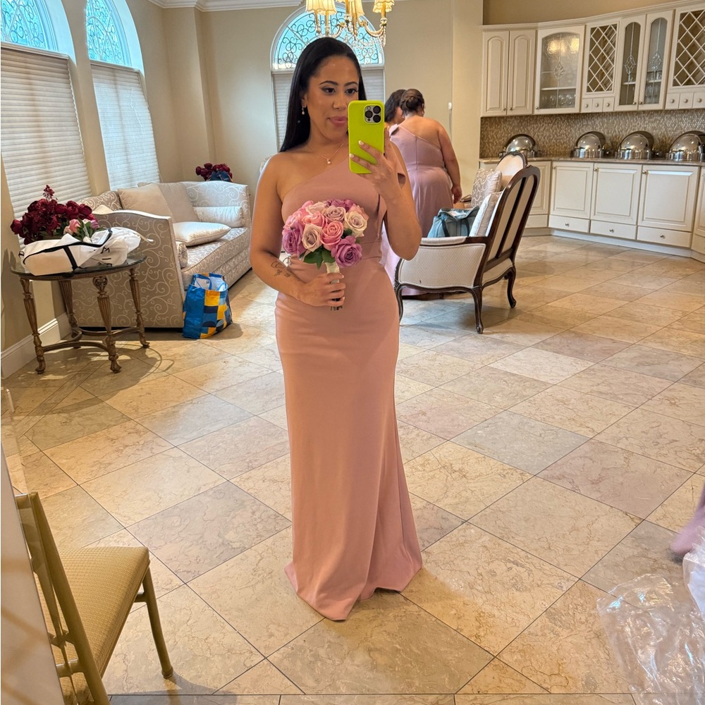 NWT Azazie Dusty Rose One Shoulder Sheath Dress Wedding